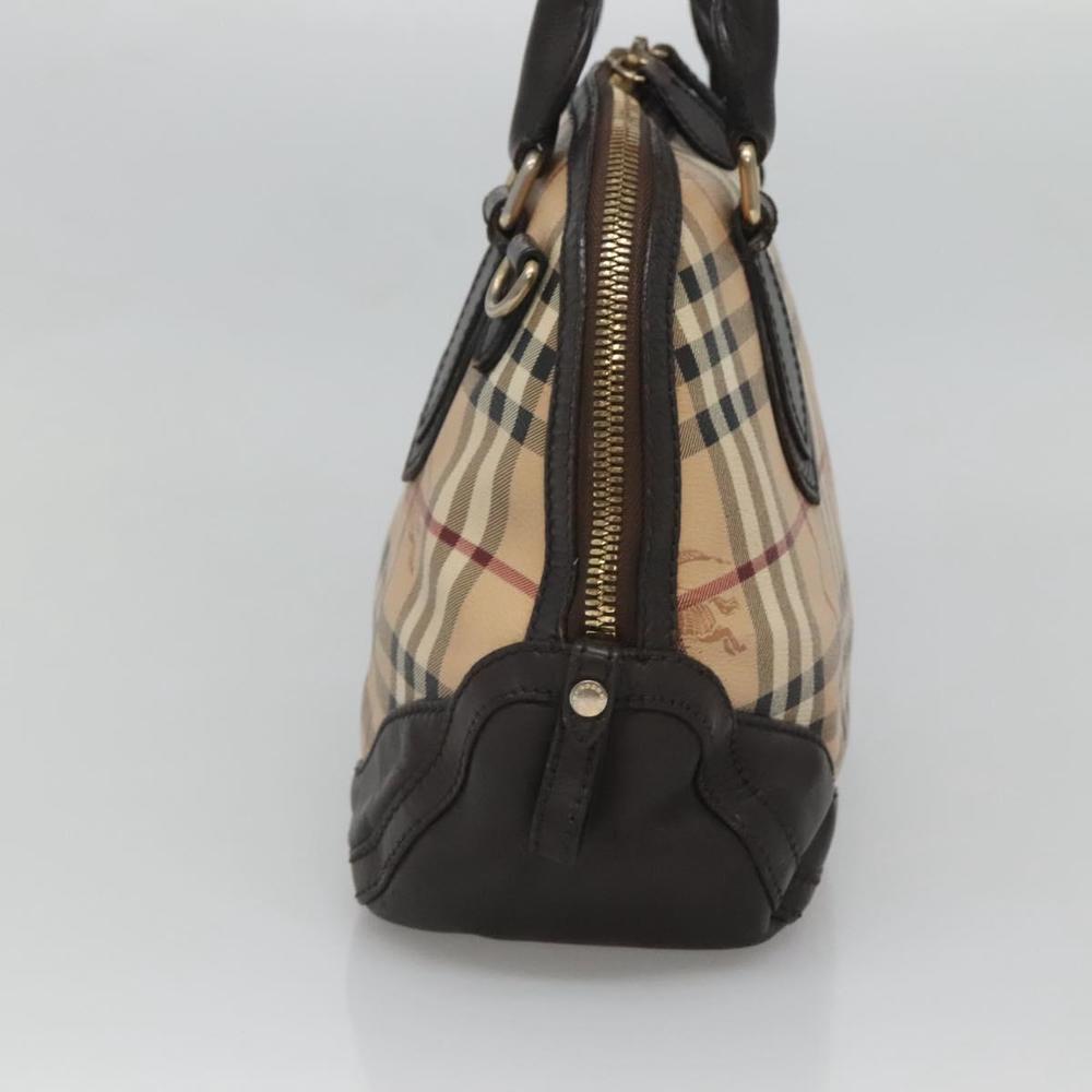 BURBERRY Nova Check Hand Bag PVC Beige Gold Auth 124791 - Picture 3 of 16